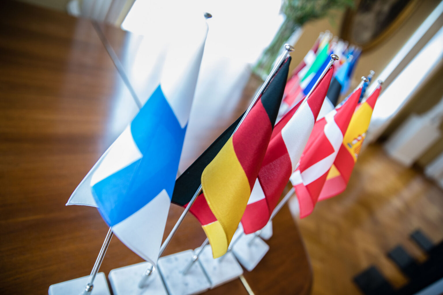 Flags on table