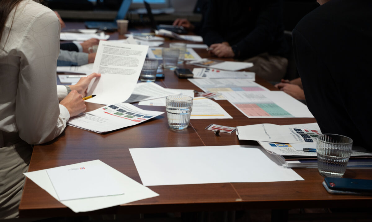 Photo of materials of the decision-making exercise on a table